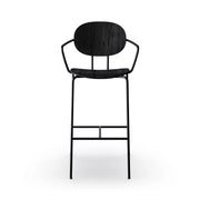 Sibast Piet Hein Bar Chair Black Edition, Leather With Armrest