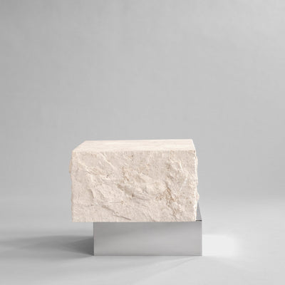 101 Copenhagen Temple Coffee Table, Low - Chrome / Limestone