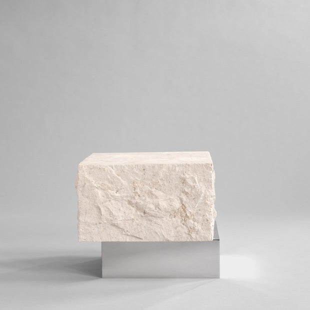 101 Copenhagen Temple Coffee Table, Low - Chrome / Limestone
