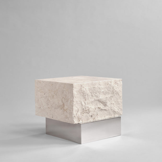 101 Copenhagen Temple Coffee Table, Low - Chrome / Limestone