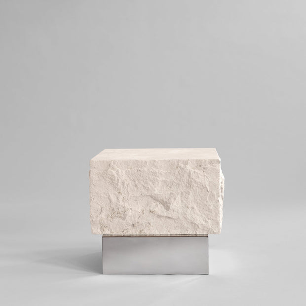 101 Copenhagen Temple Coffee Table, Low - Chrome / Limestone