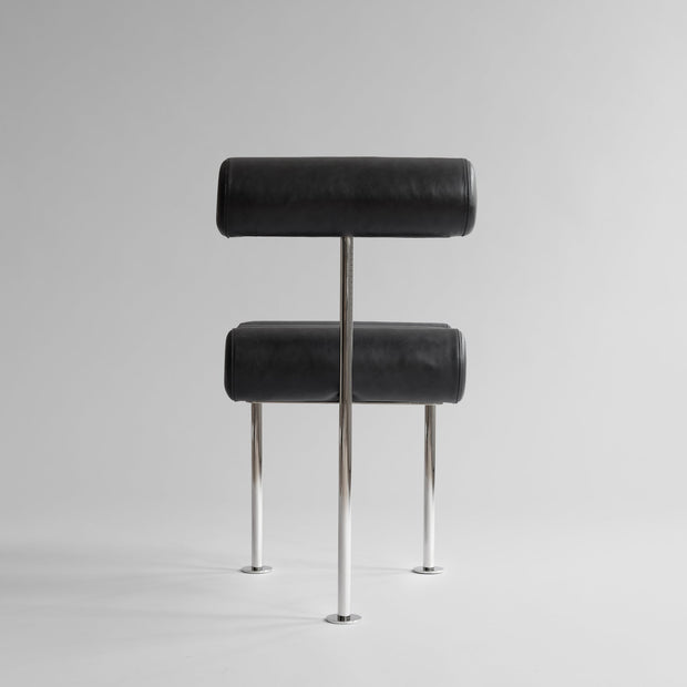 101 Copenhagen - Hiro Dining Chair, Stainless Steel - Aniline Leather Black - Dining Chair
