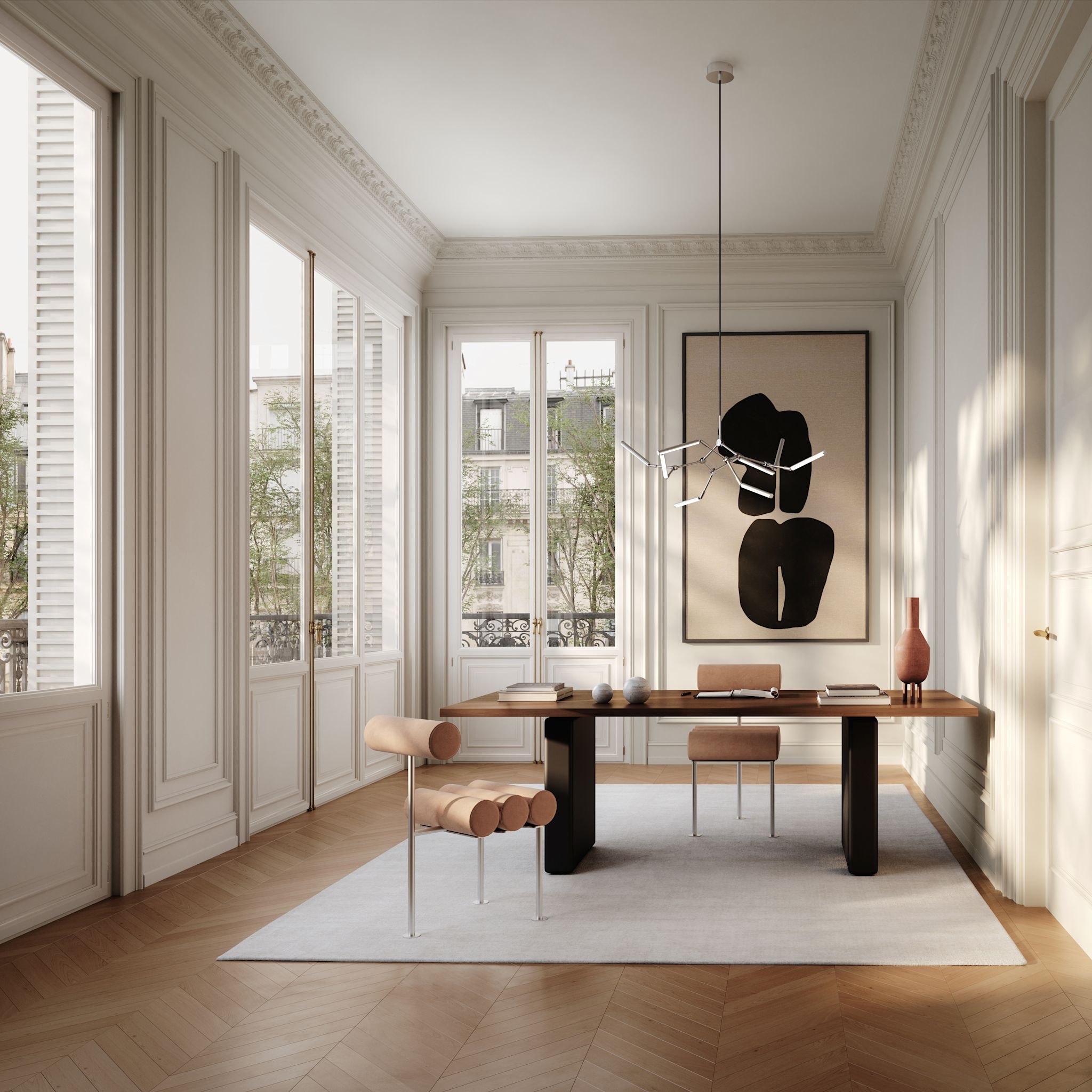 101 Copenhagen - Hiro Dining Chair, Stainless Steel - Nubuck - Dining Chair