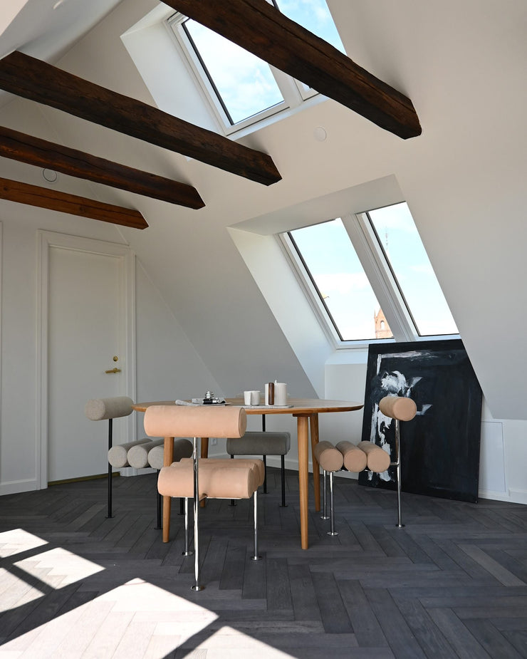 101 Copenhagen - Hiro Dining Chair, Stainless Steel - Nubuck - Dining Chair