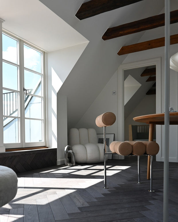 101 Copenhagen - Hiro Dining Chair, Stainless Steel - Nubuck - Dining Chair