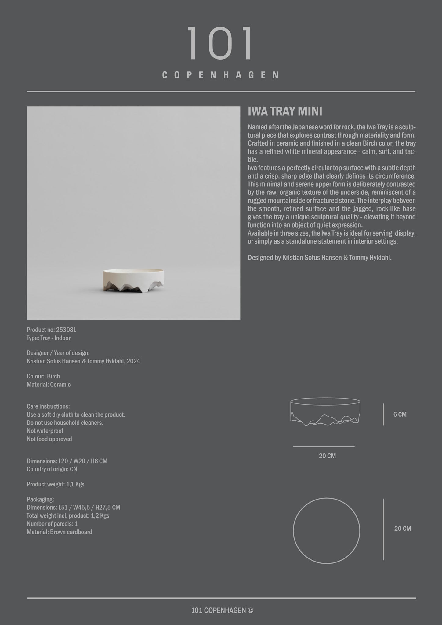 101 Copenhagen - Iwa Tray, Mini - Birch - Tray