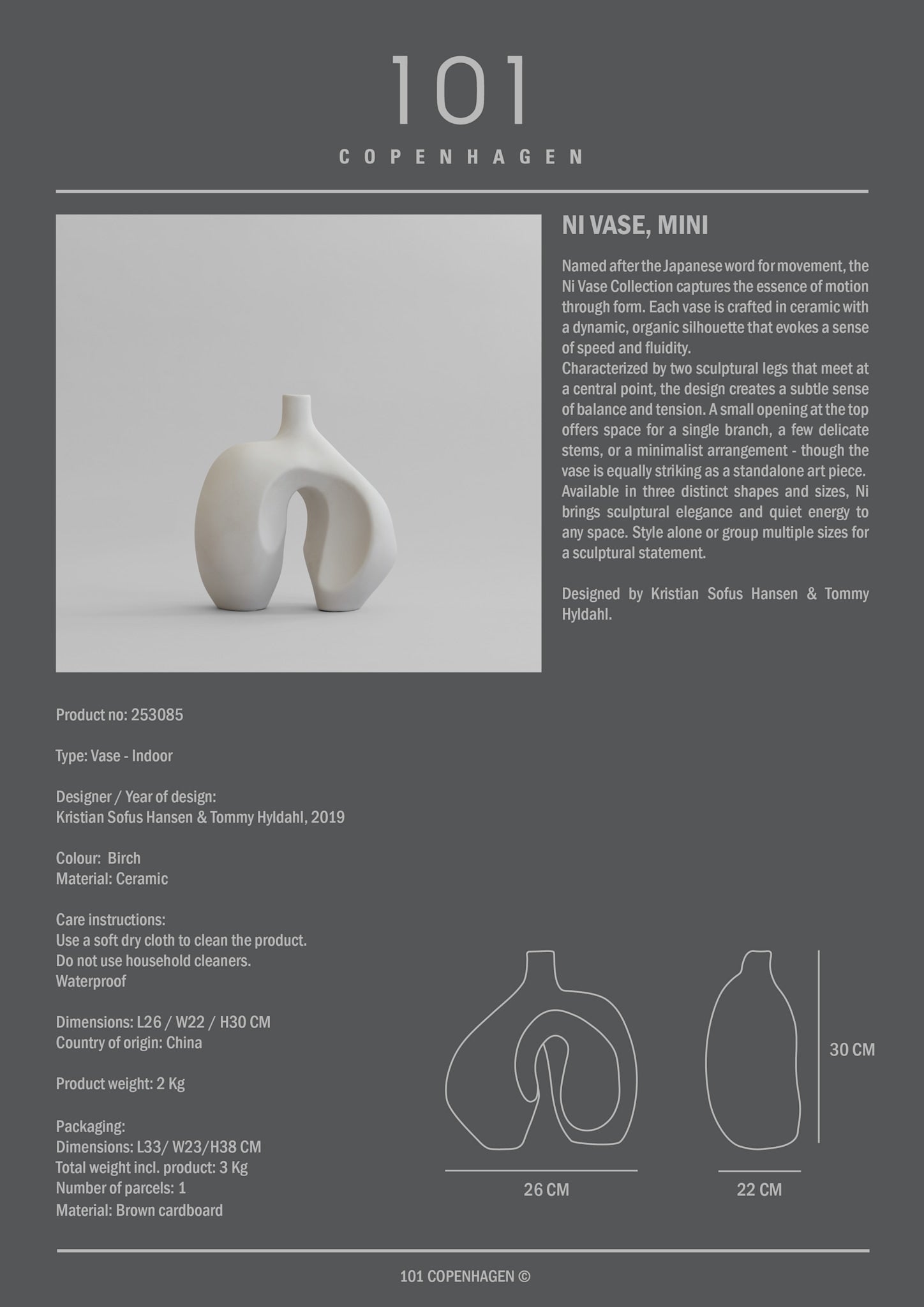 101 Copenhagen - Ni Vase, Mini - Birch - Vase