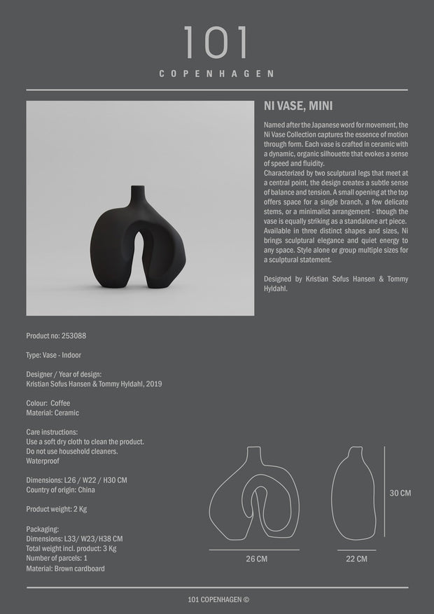 101 Copenhagen - Ni Vase, Mini - Coffee - Vase