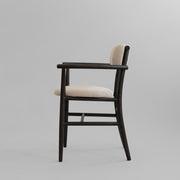 101 Copenhagen - Nama Dining Chair, Armrest - Coffee Black, Linen - Dining Chair