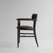 101 Copenhagen - Nama Dining Chair, Armrest - Coffee Black, Aniline Leather - Dining Chair
