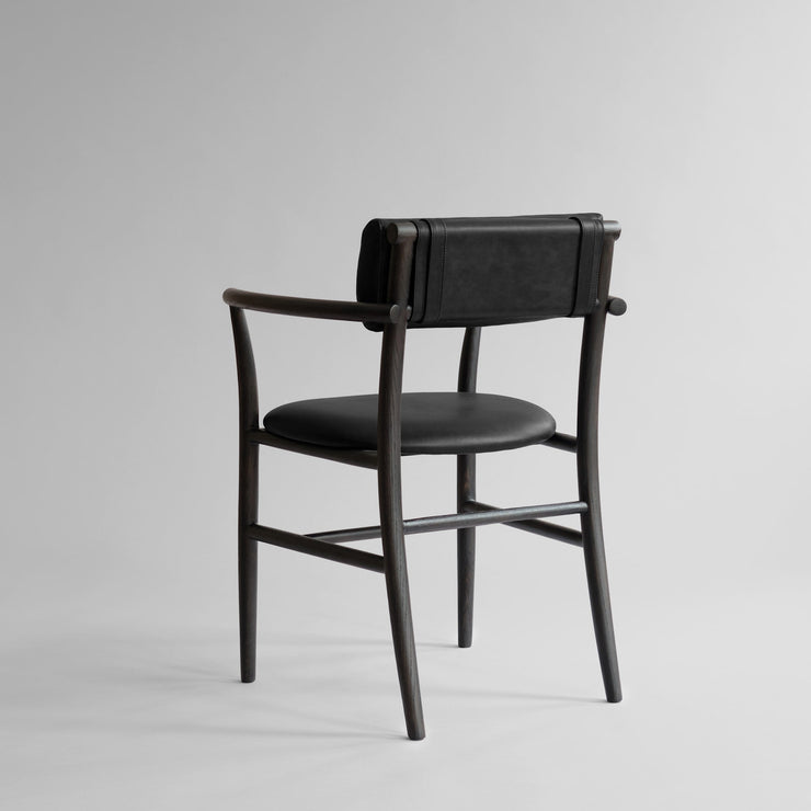 101 Copenhagen - Nama Dining Chair, Armrest - Coffee Black, Aniline Leather - Dining Chair