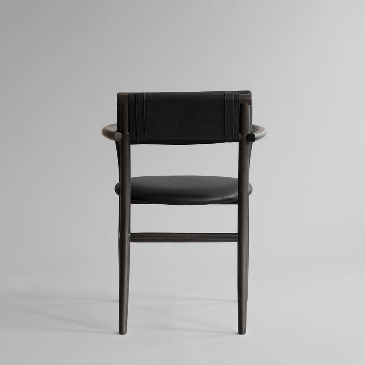 101 Copenhagen - Nama Dining Chair, Armrest - Coffee Black, Aniline Leather - Dining Chair