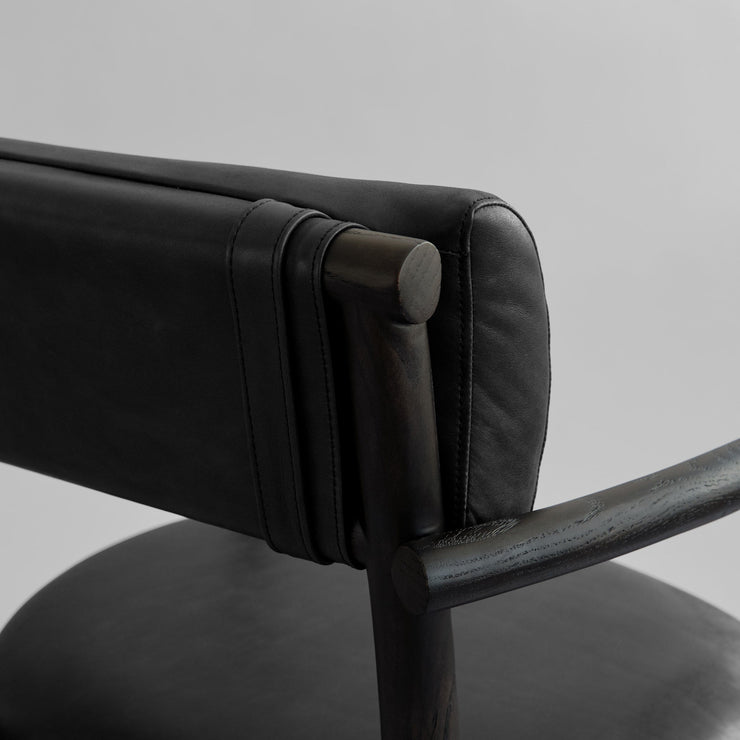 101 Copenhagen - Nama Dining Chair, Armrest - Coffee Black, Aniline Leather - Dining Chair