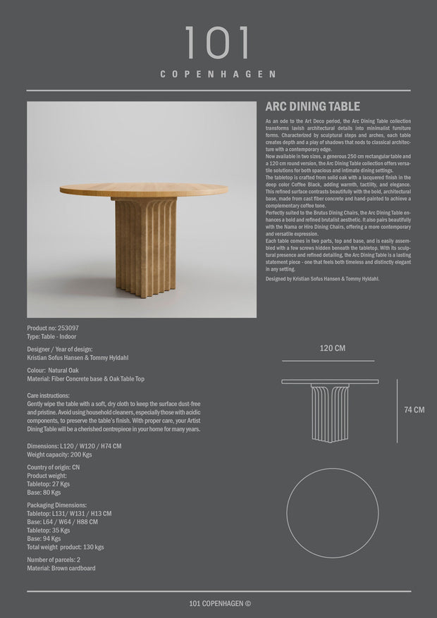 101 Copenhagen - Arc Dining Table, Ø120 - Natural Oak - Dining Table