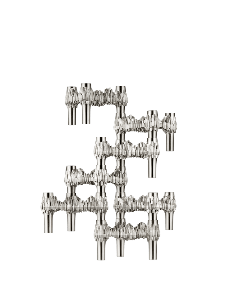 STOFF Nagel Quist Candle Holder, Brushed Chrome, Set of 3