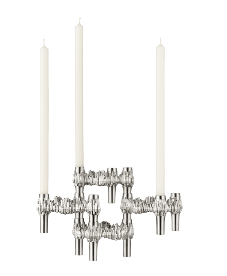 STOFF Nagel Quist Candle Holder, Brushed Chrome, Set of 3