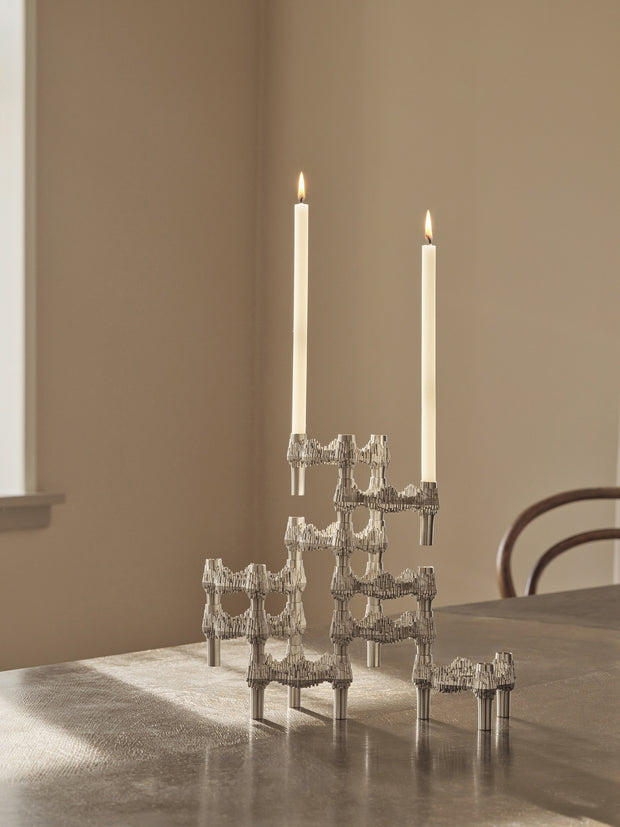 STOFF Nagel Quist Candle Holder, Brushed Chrome