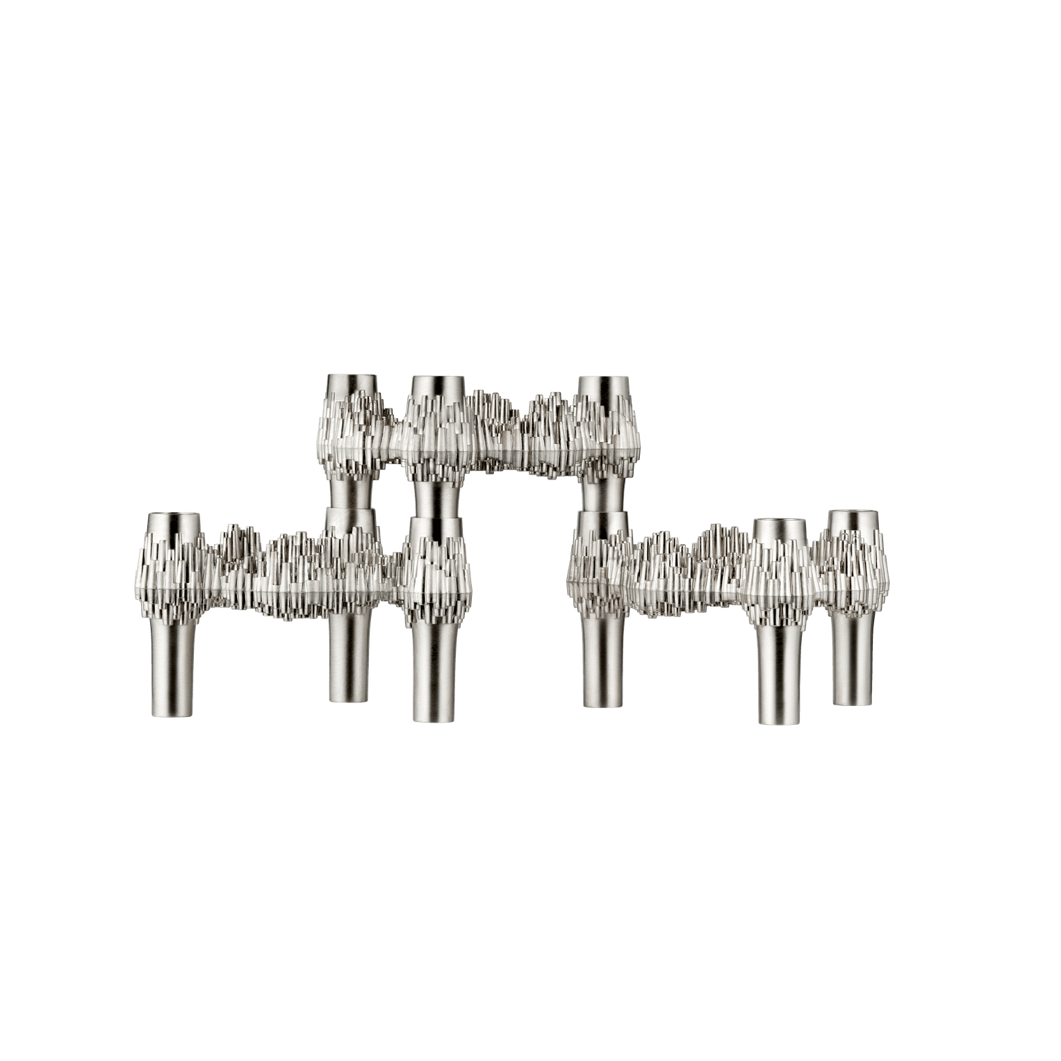 STOFF Nagel Quist Candle Holder, Brushed Chrome, Set of 3