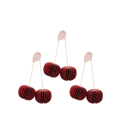 Broste Copenhagen Cherry Ornament, Pompeian Red, Set of 3