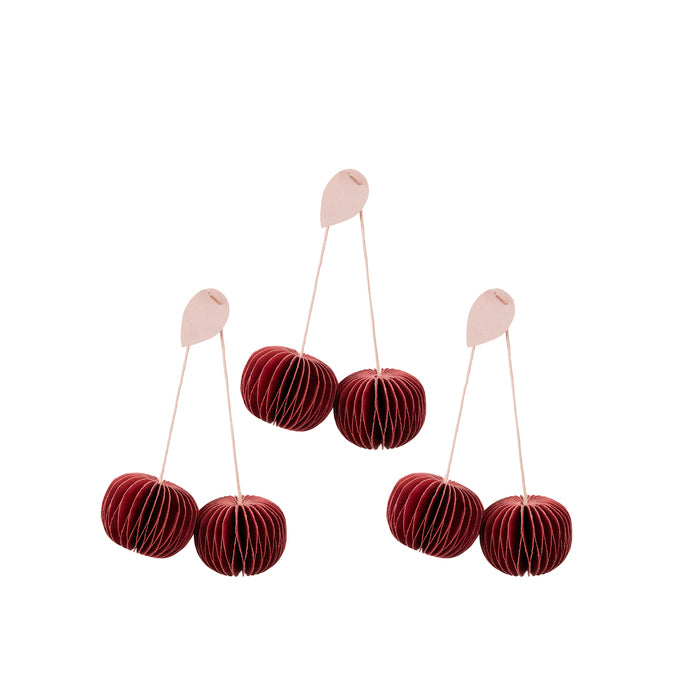 Broste Copenhagen Cherry Ornament, Pompeian Red, Set of 3