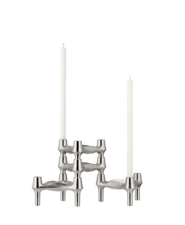 STOFF Nagel BMF Candle Holder, Brushed Chrome, Set of 3