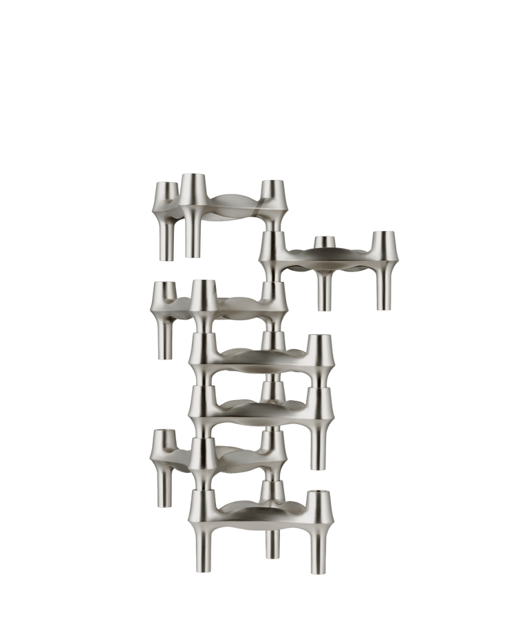 STOFF Nagel BMF Candle Holder, Brushed Chrome, Set of 3