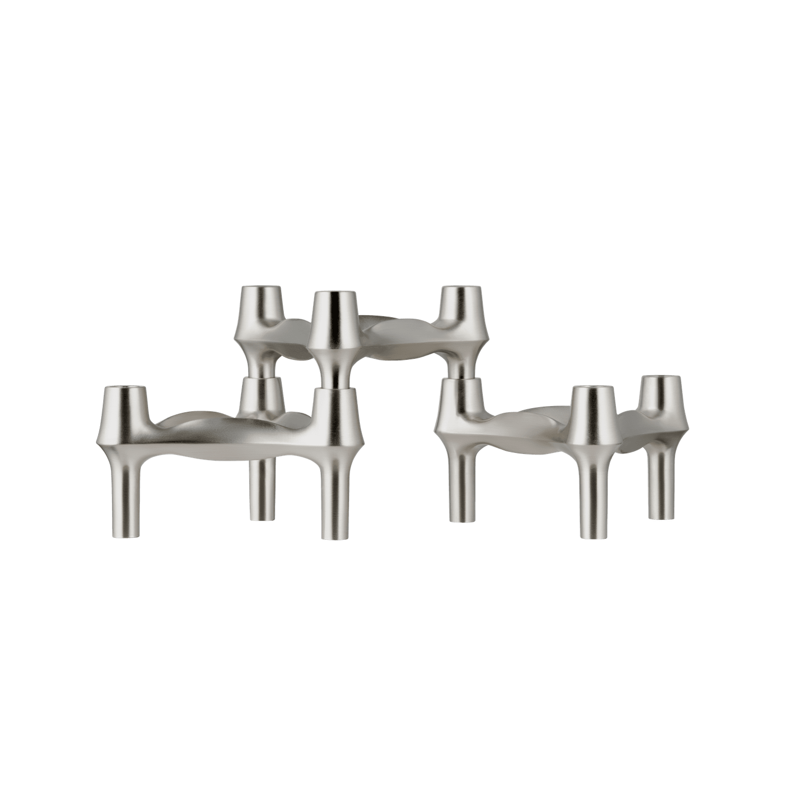 STOFF Nagel BMF Candle Holder, Brushed Chrome, Set of 3