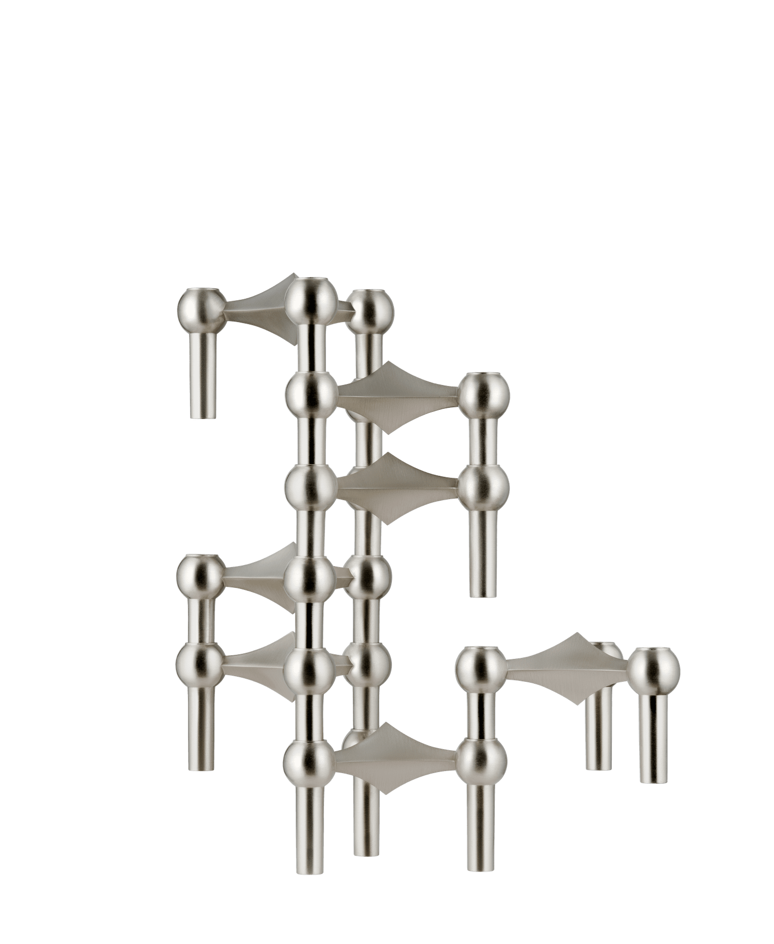 STOFF Nagel Candle Holder, Brushed Chrome, Set of 3