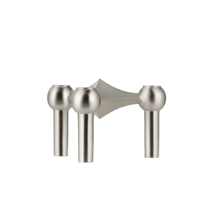 STOFF Nagel Candle Holder, Brushed Chrome