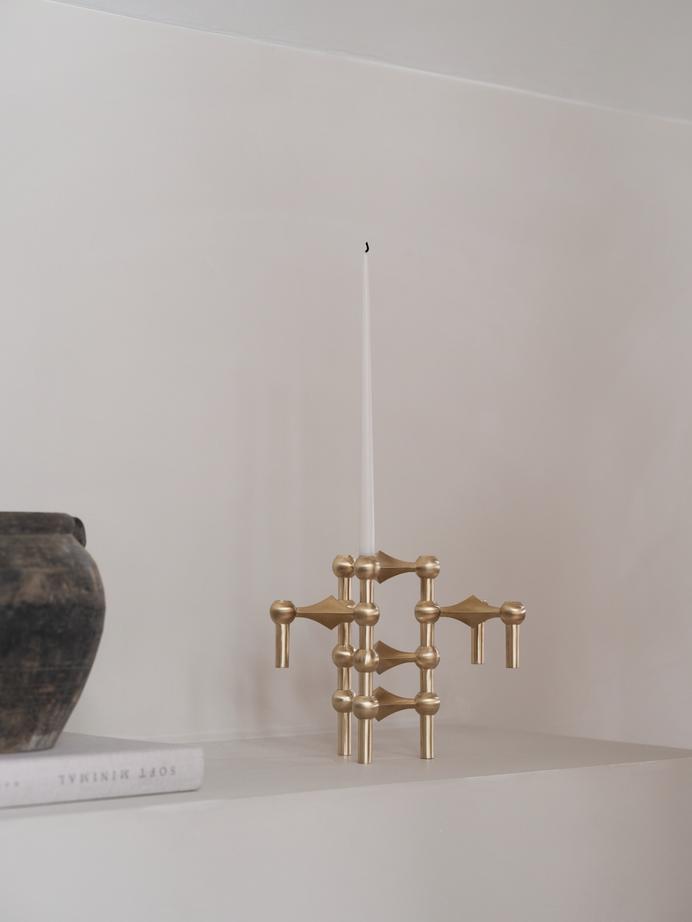 STOFF Nagel Candle Holder, Brushed Brass, Set of 3