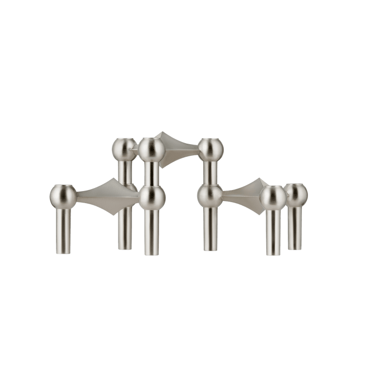 STOFF Nagel Candle Holder, Brushed Chrome, Set of 3