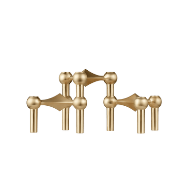 STOFF Nagel Candle Holder, Brushed Brass, Set of 3