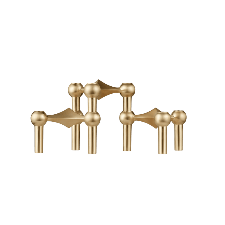 STOFF Nagel Candle Holder, Brushed Brass, Set of 3