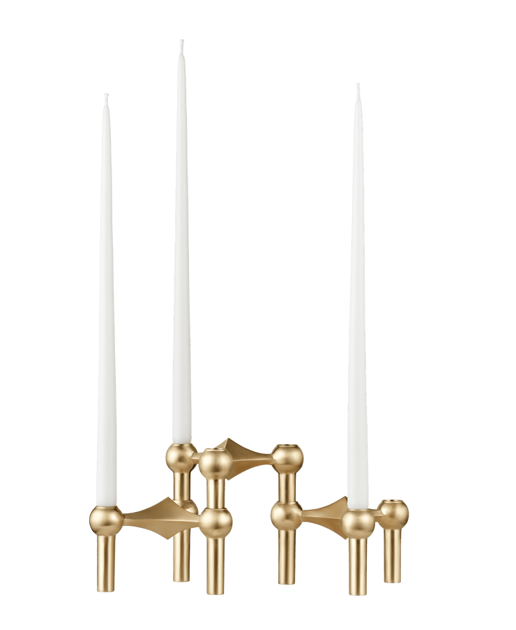 STOFF Nagel Candle Holder, Brushed Brass, Set of 3