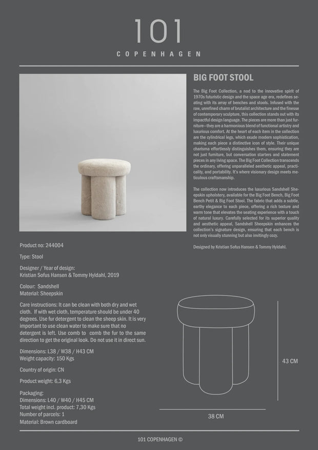 101 Copenhagen Big Foot Stool - Sandshell (Sheepskin)
