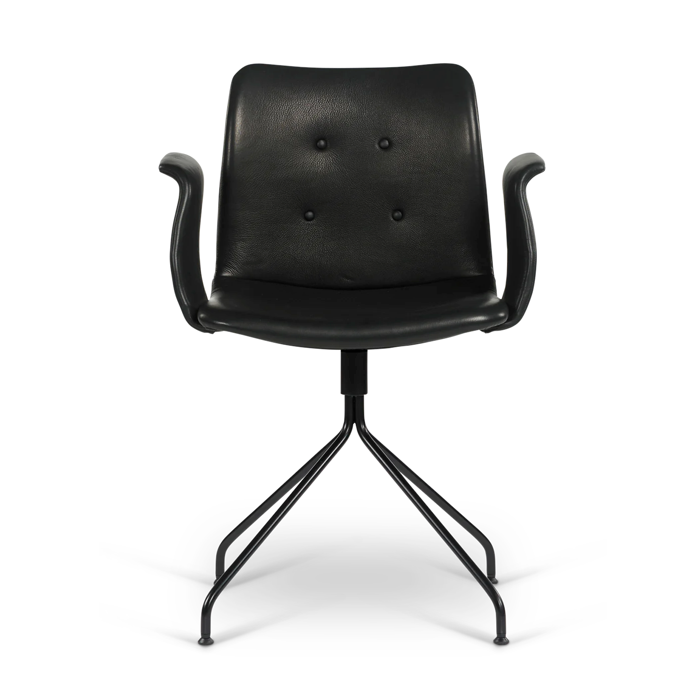 Bent Hansen Primum Chair w/Arms, Black Leather, Black Steel Frame