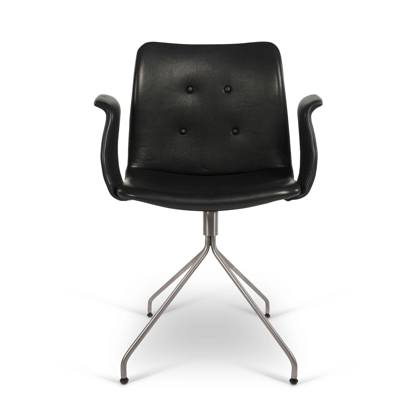 Bent Hansen Primum Chair w/Arms, Black Leather, Stainless Steel Frame