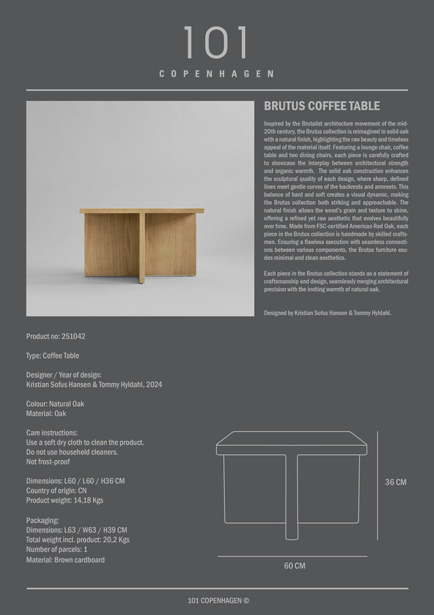 101 Copenhagen Brutus Coffee Table - Natural Oak