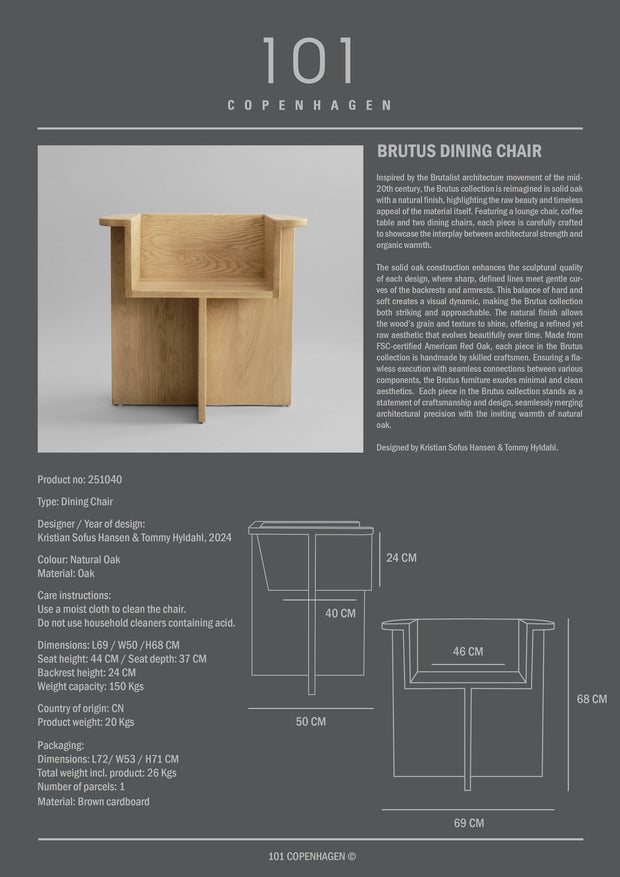 101 Copenhagen Brutus Dining Chair - Natural Oak