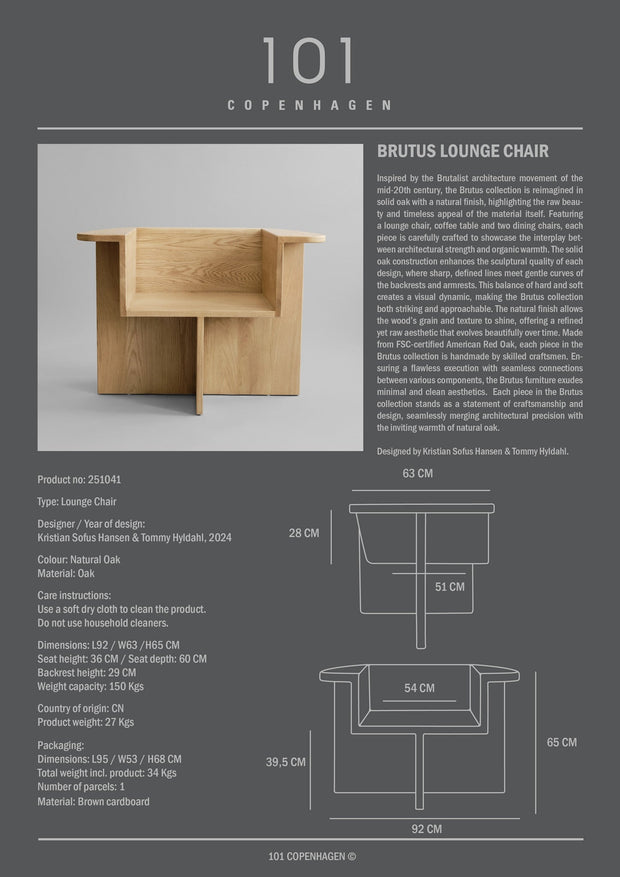 101 Copenhagen Brutus Lounge Chair - Natural Oak