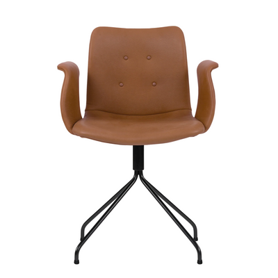 Bent Hansen Primum Chair w/Arms, Cognac Leather, Black Steel Frame