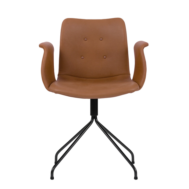 Bent Hansen Primum Chair w/Arms, Cognac Leather, Black Steel Frame