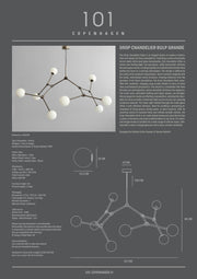 101 Copenhagen Drop Chandelier Bulp, Grande - Grey 5m, (UL N/A)