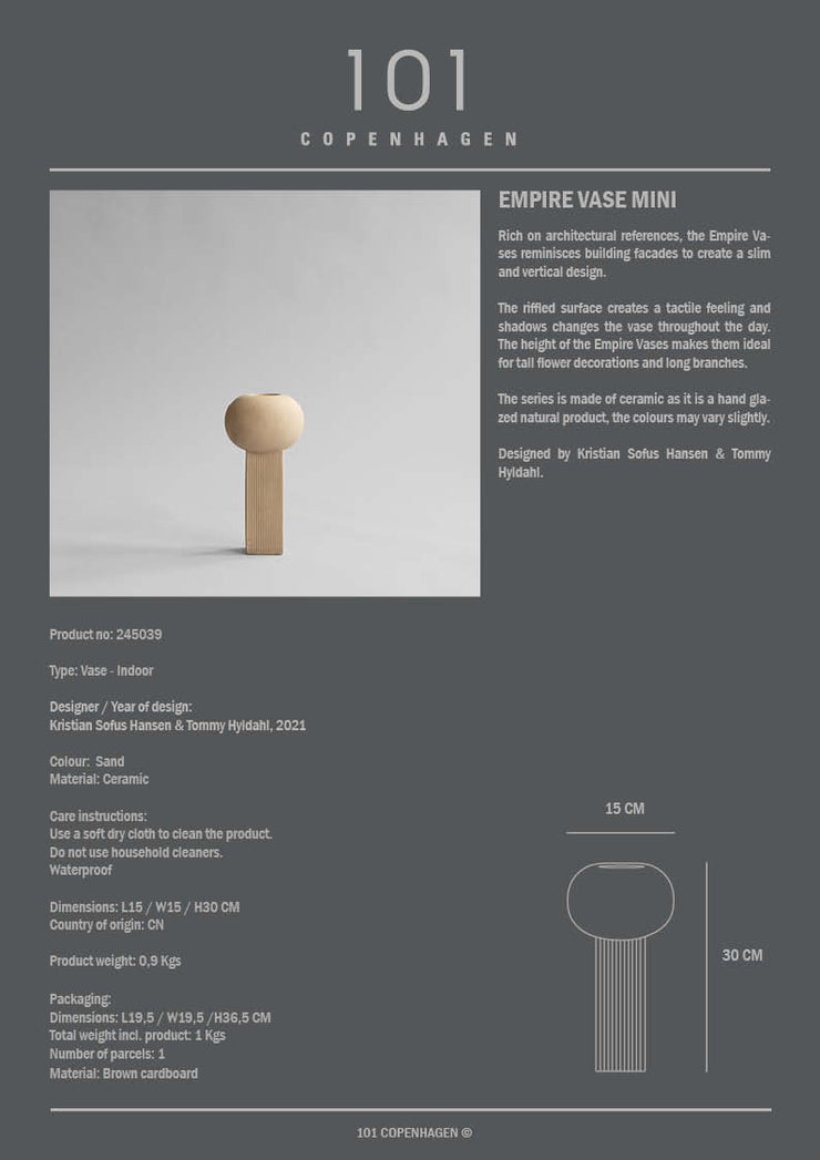 101 Copenhagen Empire Vase, Mini - Sand