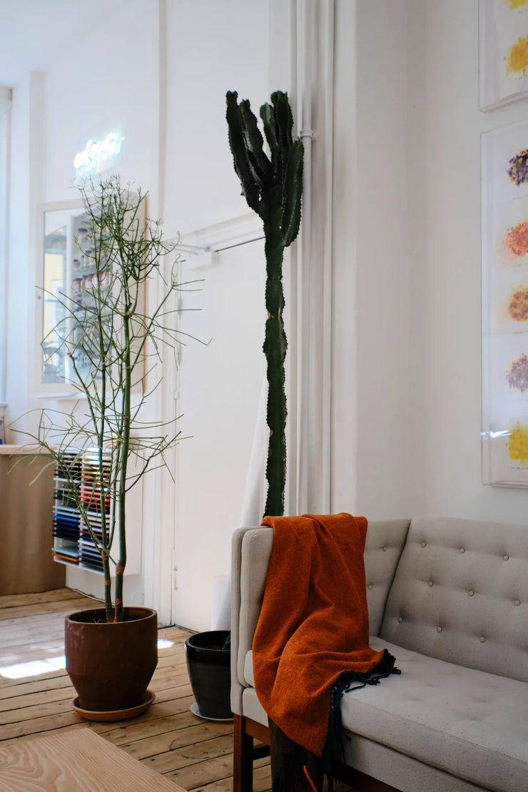 Silkeborg Uldspinderi Franja Throw - Green/Orange