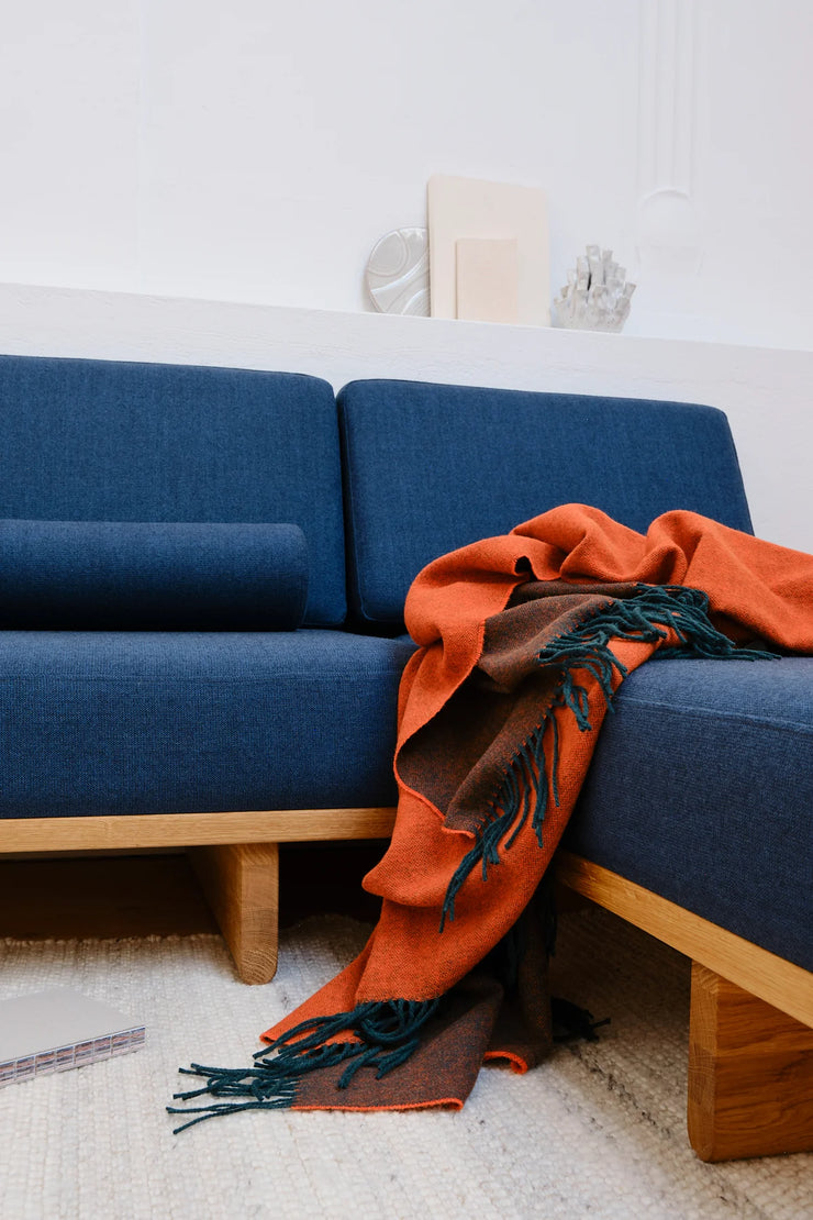 Silkeborg Uldspinderi Franja Throw - Green/Orange