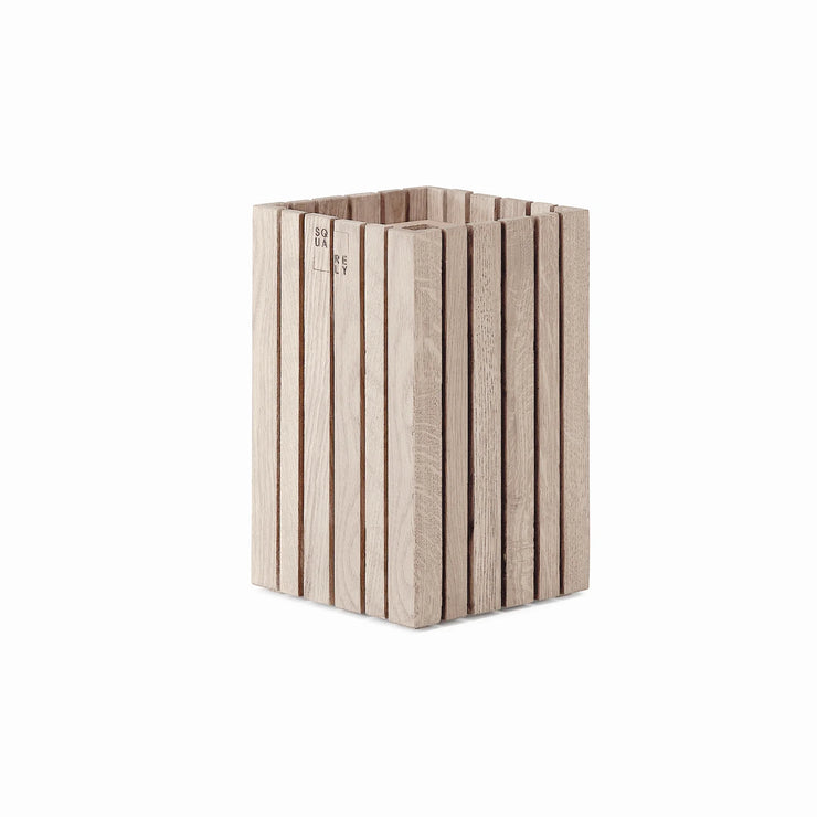 Squarely GrowSMALL Self-Watering Planter, Natural Oak