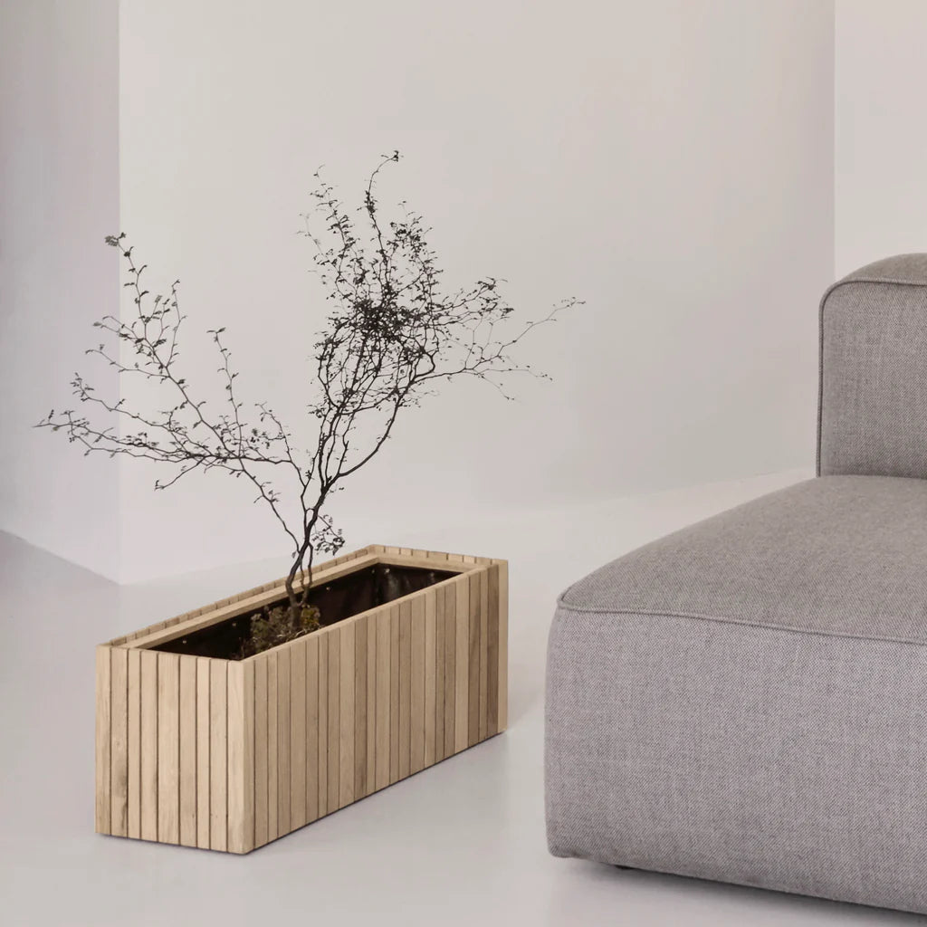 Squarely GrowWIDE Self-Watering Planter, Natural Oak