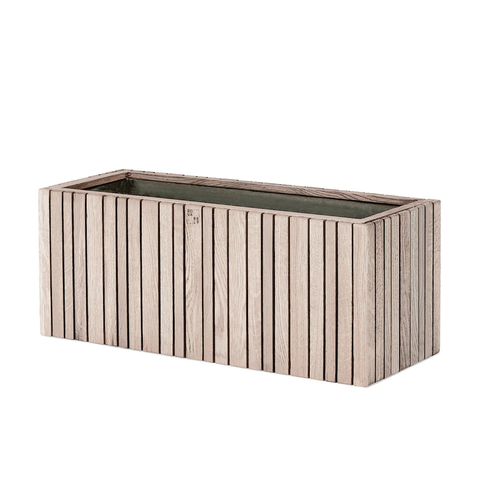 Squarely GrowWIDE Self-Watering Planter, Natural Oak