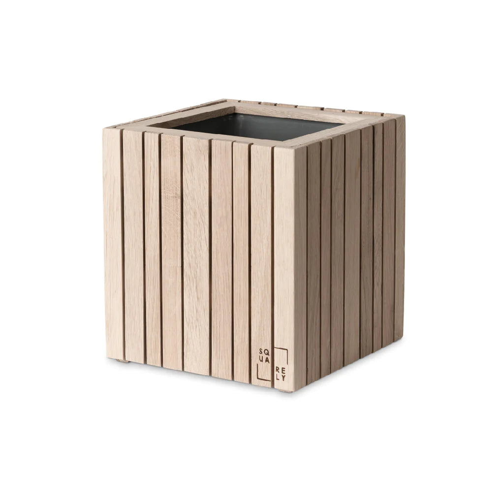Squarely GrowON Self-Watering Planter, Natural Oak (indoor-only)